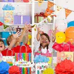 Desenhos animados customizáveis sacolas de compras, sacos de papel kraft, embalagem de presente, festa de aniversário, atacado, 40pcs - Image 3