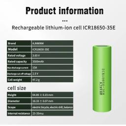 100% original 3.7 v 3500mah 18650 bateria recarregável de lítio para baterias de lanterna para samsung 18650 35e bateria - Image 5