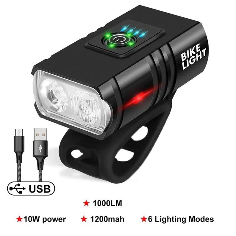 1000lm luz da bicicleta farol t6 lanterna led usb recarregável tocha ciclismo lâmpada dianteira acessórios de feixe alto - Image 1