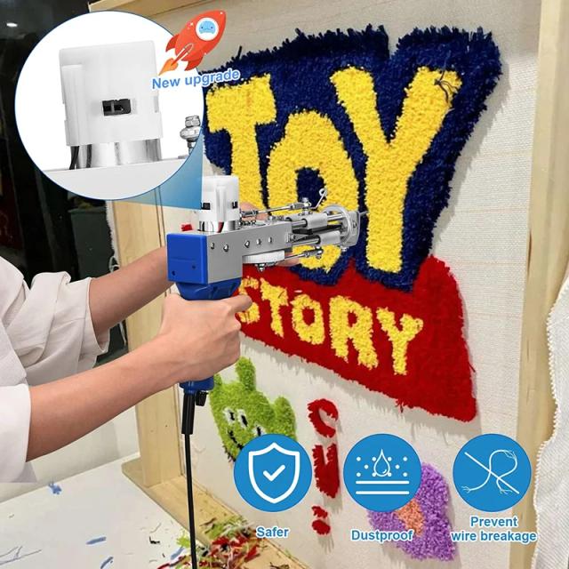 Tapete Elétrico Portátil Tufting Gun: Máquina Ajustável para Flocagem e Tecelagem de Tapetes em Cut Loop Pile