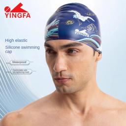 Impresso Silicone Natação Cap, alta dureza, Universal, chapéu impermeável profissional, adequado para homens e mulheres - Image 2