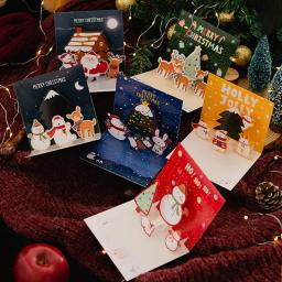 Folding Feliz Natal Cartões, 3D Pop Up Santa Cards, Presente de Natal para o Ano Novo, Bênção Cartão Postal, Obrigado Cartões Decoração - Image 1