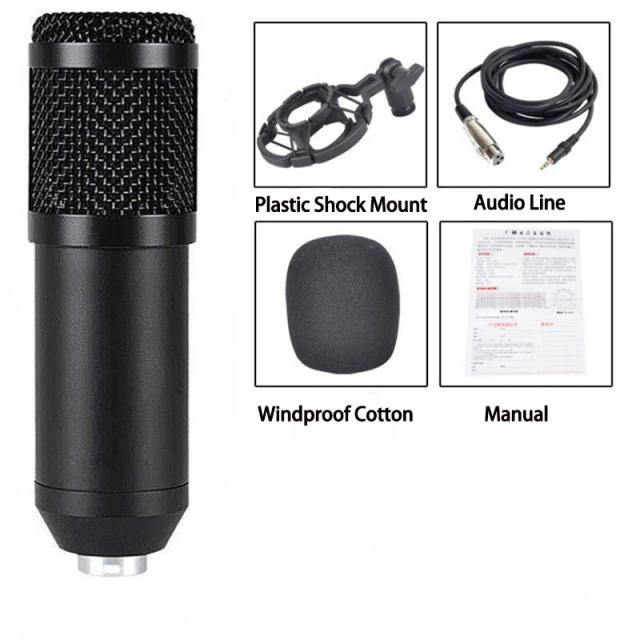 Microfone Condensador XLR Profissional com Placa de Som USB para Gravação em Estúdio, Jogos e Transmissão Ao Vivo