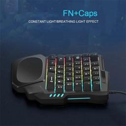 Teclado para jogos com fio USB de mão única, Retroiluminação RGB, Mini teclado para gamer, Computador portátil, Desktop, PC, Ergonômico, 35Key - Image 2