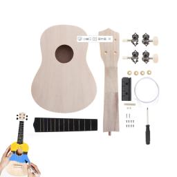 Kit de ukulele diy com 21 partes, com buraco de som, berço de madeira soprano de havaí, pintura de artesanato para pais e crianças - Image 2