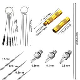 Airbrush Kits De Ferramentas De Limpeza, Pistola De Pulverização, Jarra De Vidro, Panela, Peças Limpas, Escova De Ar Substituível, Bico De Agulha, 3 Set - Image 4