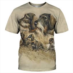 Camisetas estampadas para cães de caça masculinas, gola redonda, manga curta, tops gráficos para animais selvagens, camisetas casuais masculinas, camiseta de harajuku, verão - Image 5