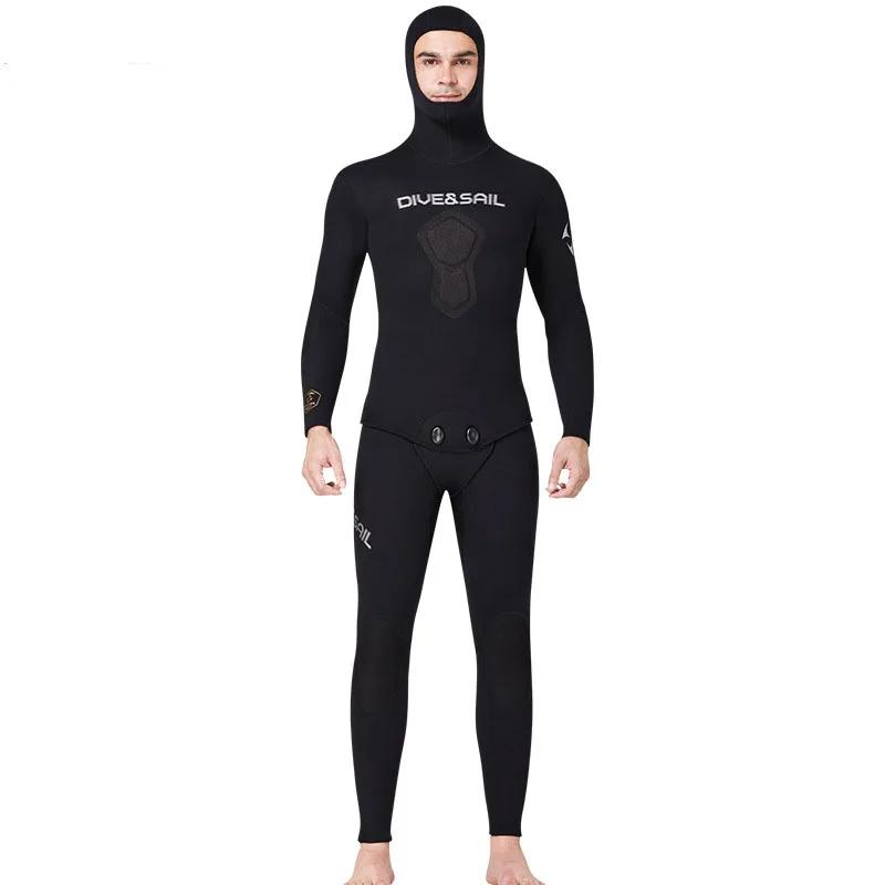 Terno de mergulho Neoprene masculino com chapéu, roupa de corpo inteiro pesca subaquática, Surf Snorkeling, roupa de banho profissional, 1,5mm - Image 1