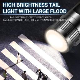 Poderoso P70 LED Ultra brilhante tocha, luz tática, holofotes de emergência, luz de zoom telescópico, bateria embutida - Image 3