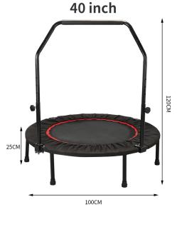 Mini trampolim dobrável para adultos, fitness, corrimão ajustável, Home Gym Rebounder, salto, rolamento 100kg, 40 a 48 - Image 2