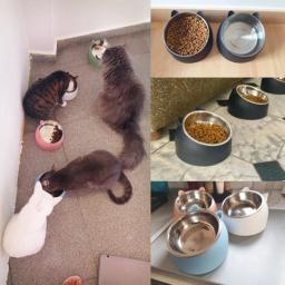 Tigela de aço inoxidável levantada para animais de estimação, Antiderrapante, Puppy Base, Dog Food, Alimentador de água potável, 15 graus, Inclinação, Guarda de segurança, Pet Bowl - Image 3