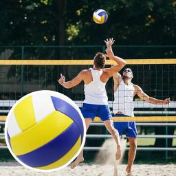 Bola de praia inflável para prática ao ar livre, tamanho 5 voleibol padrão, macio azul branco amarelo pu, impermeável, tamanho 5, sc m9y1 - Image 3