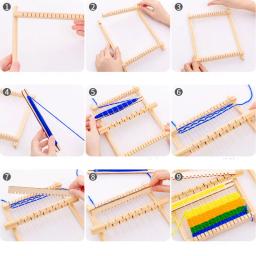 Kit de tecelagem de madeira para crianças, ferramentas de brinquedo DIY, tear multifuncional, conjunto tecido, máquina de tricotar cachecol artesanal, tecido à mão, 1 conjunto - Image 6