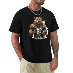 Grizzly masculino como jogador de futebol americano camiseta gráfica, roupas verão - Image 1