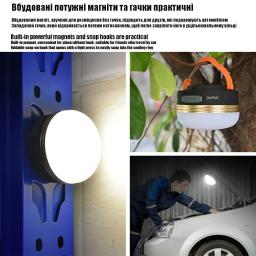 Luzes de acampamento LED de alta potência, lâmpadas de tenda, USB recarregável, portátil, ao ar livre, caminhadas, lâmpada suspensa noturna, 1800mAh, 20W - Image 3