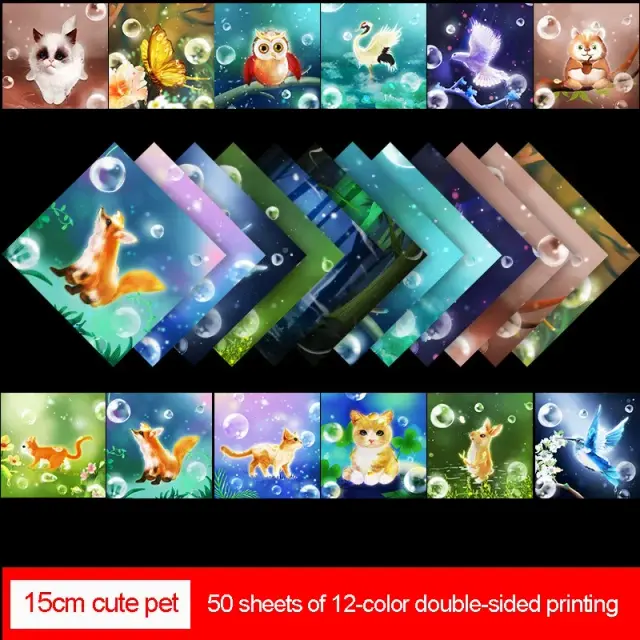 Papel de Origami Estrelado Dupla Face para Artesanato e Decoração - 50 Folhas para DIY, Aulas Escolares e Criatividade