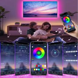 Luz de fundo LED para decoração do quarto, Romantique TV decoração, USB, Bluetooth, controle APP, sinta-se livre, colar, 5050, 1-20m, 12LED - Image 4