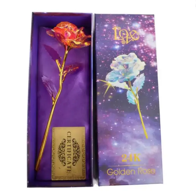 Flor Artificial Galáxia Rosa com Luz LED e Folha Dourada - Presente Perfeito para o Dia dos Namorados e Aniversários, Ideia Criativa para Decoração de Casamentos