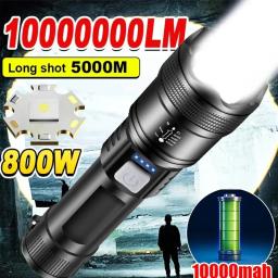 Poderoso P70 LED Ultra brilhante tocha, luz tática, holofotes de emergência, luz de zoom telescópico, bateria embutida - Image 1