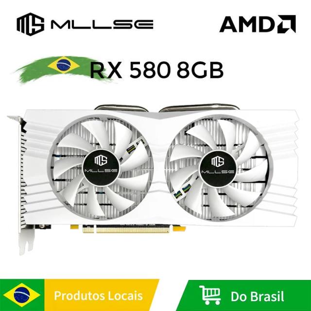 Brasil em estoque placa gráfica mllse amd radeon rx 580 8gb gddr5 256 bits 2048sp pcie 3.0x16 desktops placa de placa de vídeo jogos