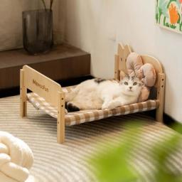 Rede De Madeira Maciça Para Animais De Estimação, Cama De Madeira Para Animais De Estimação, Cama De Gato, Gatinho, Cachorro Pequeno, Várias Camas, Pode Ser Empilhada Para Muitos Gatos, Resistente, Verão - Image 5