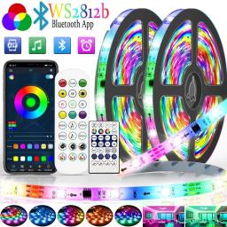 LED RGB Strip Light com Bluetooth, fita flexível, fita de diodo, música Sync, cor dos sonhos, USB, 5050, WS2812B, DC 5V - Image 1