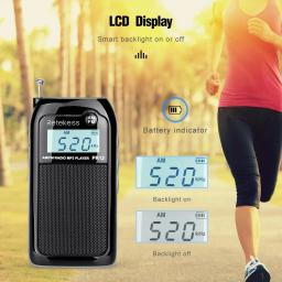 RETEKESS-Mini Rádio de Bolso com Display Retroiluminado para Idosos, Receptor MP3 Portátil, Estéreo Digital, Apoio Cartão TF, FM, AM, PR12 - Image 4