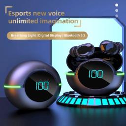 Fones de ouvido esportivos sem fio bluetooth, redução de ruído, impermeável, jogos, esports, display digital móvel, novo, TWS, Y80 - Image 2