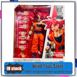 Em estoque 100% original bandai s.h. figuarts shf super saiyan deus vermelho son goku figura de ação brinquedo modelo presente - Image 2