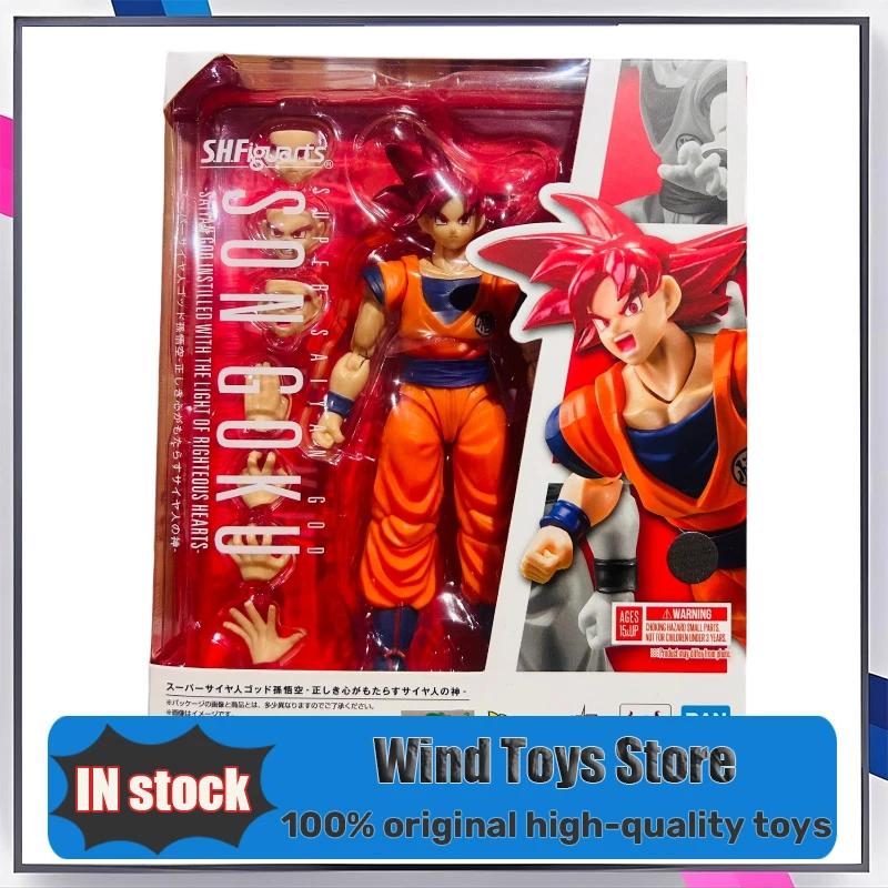 Em estoque 100% original bandai s.h. figuarts shf super saiyan deus vermelho son goku figura de ação brinquedo modelo presente - Image 1