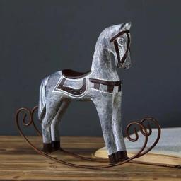 Madeira nórdica pintada artesanato a cavalo, Escultura de animais para hotel e loja, Decoração de mesa para casa - Image 2