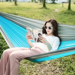 Sortidas cor parachute hammock com correias de rede e mosquetão preto acampamento sobrevivência viagem dupla pessoa mobília ao ar livre - Image 3