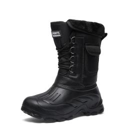 2025 novas botas de inverno masculinas plataforma botas de neve quente grosso pelúcia à prova dwaterproof água botas de trabalho de pesca ao ar livre plus size 40-46 - Image 2