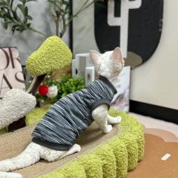Casaco Sphynx de algodão macio para gatos, roupas de gato sem pêlos, camisa primavera para gatinhos, Devon Rex, sem mangas, camisa cinza para roupas de verão - Image 3