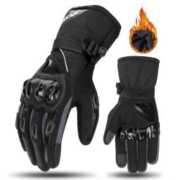 Luvas térmicas para motociclistas masculinas, luvas impermeáveis para motociclistas, luvas de motocross à prova de vento de couro, inverno 7 cores - Image 1