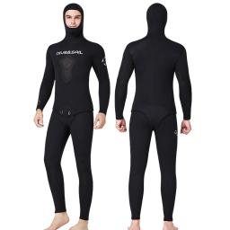 Fato de mergulho de neoprene com capuz masculino, caça submarina, 1.5mm, 3mm, 5mm, 7mm, mergulho, inverno, térmico, conjunto de 2 peças - Image 3