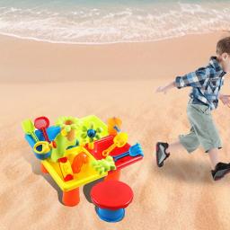 Mesa de atividades com areia e água para crianças, mesa sensorial com acessórios, navio pirata de praia ao ar livre, mesa infantil, 25 peças - Image 4