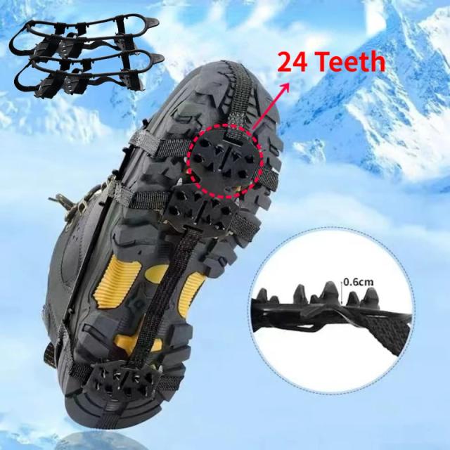 Grips Antiderrapantes para Caminhadas e Escalada com 24 Dentes - Tamanhos M e L, 1 Par pro 1