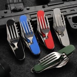 Conjunto utensílio de acampamento dobrável, faca multifuncional, garfo, combinação de colher, atividades ao ar livre, piquenique, viagens, esportes - Image 1