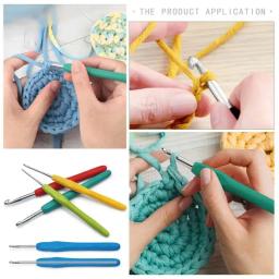 Conjunto de agulhas de crochê de alumínio Ganchos coloridos de crochê Agulha de tricô DIY Weave Sewing Tool Silicone Handle Sweater - Image 5