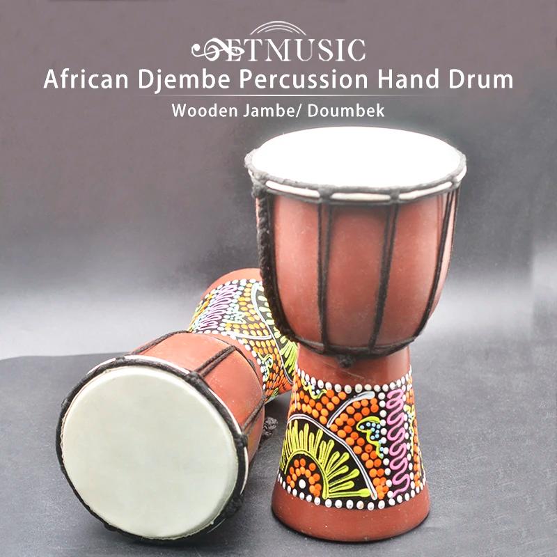 5 "tambor de mão de percussão djembe africano para venda de madeira jambe/doumbek baterista com padrão - Image 1