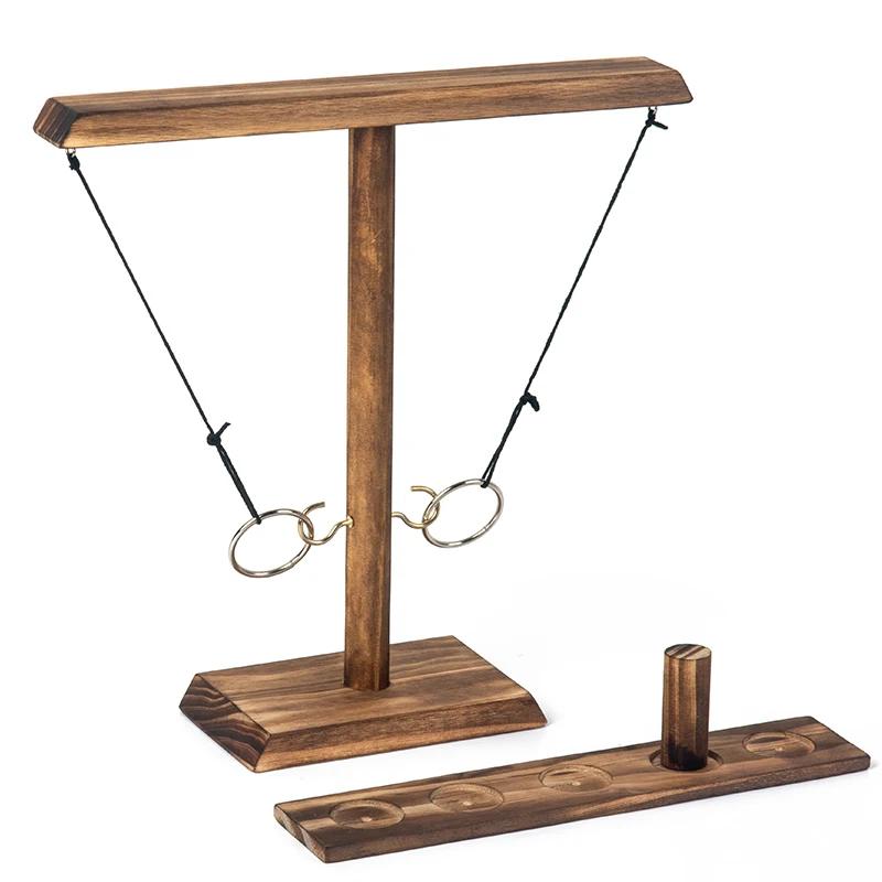 Jogo de arremesso de anel para adultos, jogo de gancho e anel feito à mão, jogo de arremesso de madeira para adultos, jogos internos e externos, decoração de pátio, quintal - Image 1