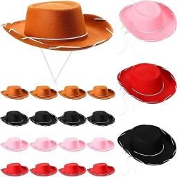 Chapéus de cowboy de feltro marrom, chapéu de natal com tema ocidental, acessório de fantasia infantil para lembrancinhas de festa - Image 3
