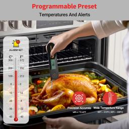INKBIRD-Termômetro recarregável à prova d'água de alimentos digitais, churrasco, fritar, carne, sondas dobráveis, IPX5, IHT-1X - Image 6