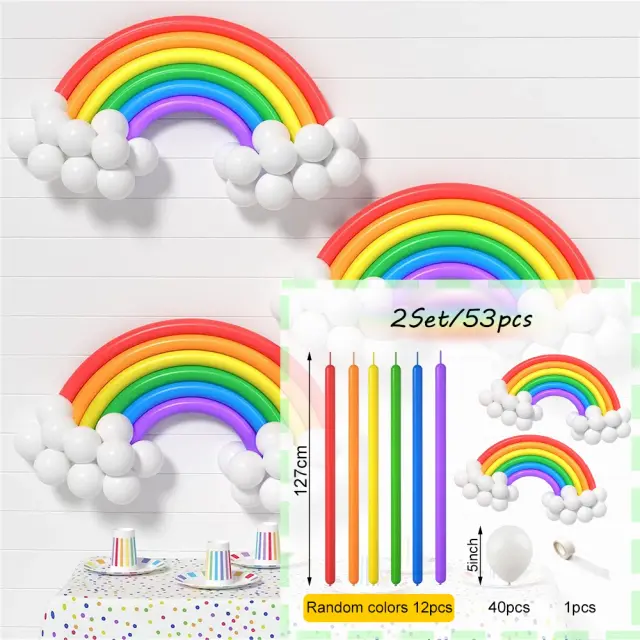 Conjunto de Balões Foscos em Arco-Íris para Decoração de Festas, Aniversários e Baby Showers