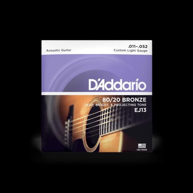 Corda de guitarra acústica EJ13 80/20 11-52: Tom de Projeção, Brilho Profundo e Luz Personalizada para 6 Cordas