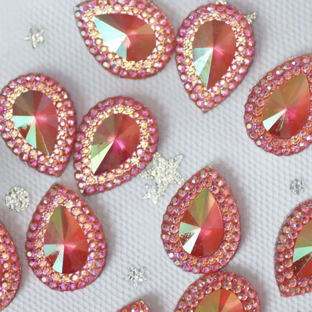 Aplicações de Resina em Forma de Gota d'Água com Efeito Multicolorido - Pedras de Cristal para Jóias Artesanais