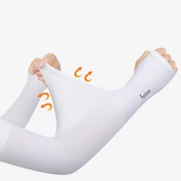Capas de braço anti-UV para homens e mulheres, luvas de ciclismo sem dedos, esporte de verão, seda gelada, lenço frio - Image 3