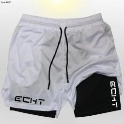 Shorts de fitness estampados na moda masculina, esportes casuais de ginástica, malha de secagem rápida, camada dupla, dois em um, novo para verão - Image 5