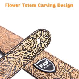 Correia de guitarra de couro pu escultura em flor de alta qualidade para guitarra folk elétrica acústica sólida e durável alça de guitarra acústica - Image 6